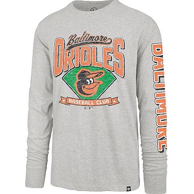 Men's '47 Gray Baltimore Orioles Fair Ball Franklin Long Sleeve T-Shirt