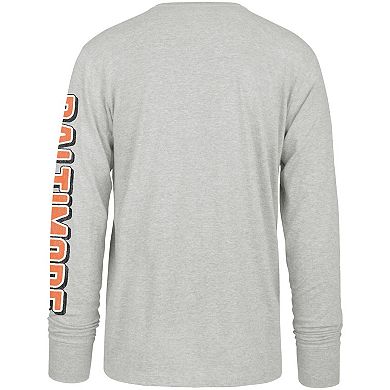 Men's '47 Gray Baltimore Orioles Fair Ball Franklin Long Sleeve T-Shirt