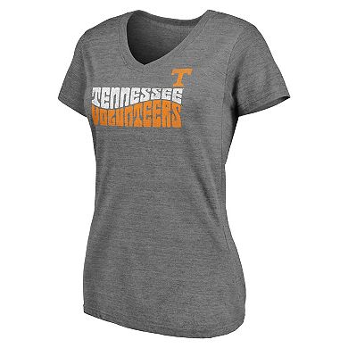 Women's Fanatics Heather Gray Tennessee Volunteers Sport Resort Tri-Blend Play V-Neck T-Shirt