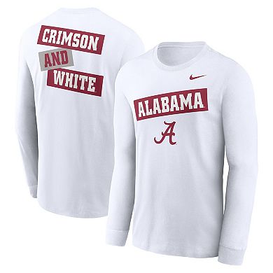 Men's Nike White Alabama Crimson Tide Two-Hit Classic Location Long Sleeve T-Shirt