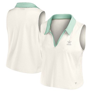 Women's Fanatics Cream Dallas Cowboys Studio Wellness V-Neck Tank Top