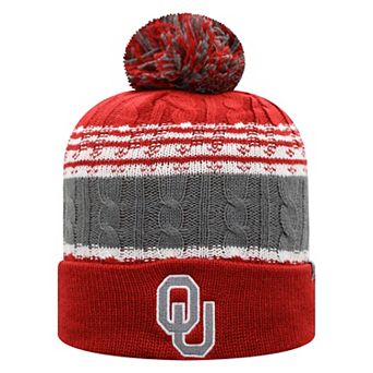 Men's Top of the World Crimson Oklahoma Sooners Altitude Cuffed Knit Hat with Pom