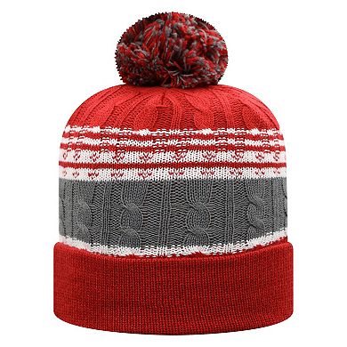 Men's Top of the World Crimson Oklahoma Sooners Altitude Cuffed Knit Hat with Pom