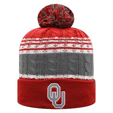 Men's Top of the World Crimson Oklahoma Sooners Altitude Cuffed Knit Hat with Pom