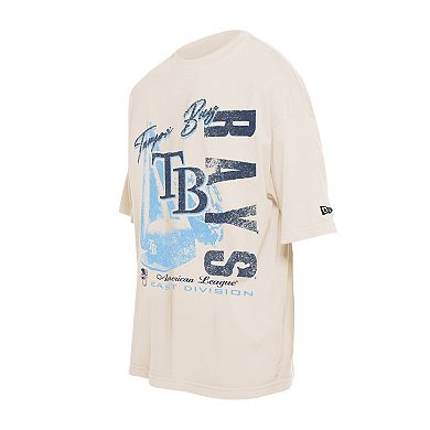 Men's New Era Cream Tampa Bay Rays Cooperstown Collection Oversized Throwback Distressed T-Shirt