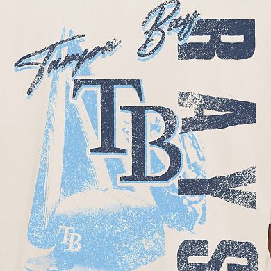 Men's New Era Cream Tampa Bay Rays Cooperstown Collection Oversized Throwback Distressed T-Shirt