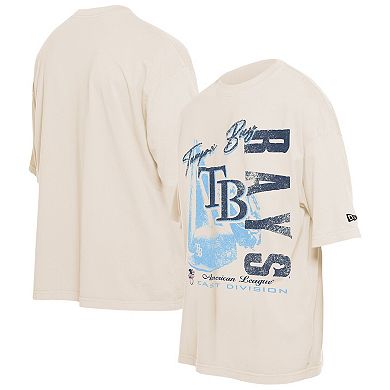 Men's New Era Cream Tampa Bay Rays Cooperstown Collection Oversized Throwback Distressed T-Shirt