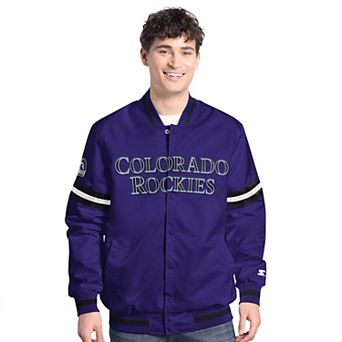 Men's Starter Purple Colorado Rockies Scout Full-Snap Varsity Jacket