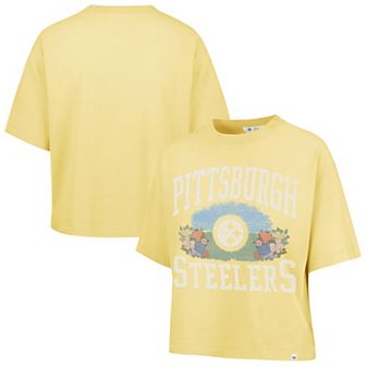 Women's '47 Yellow Pittsburgh Steelers Florentina Montauk Cropped T-Shirt