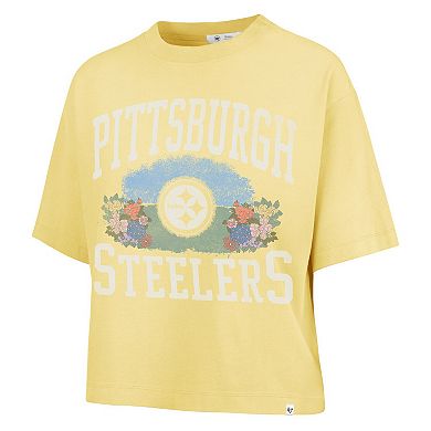 Women's '47 Yellow Pittsburgh Steelers Florentina Montauk Cropped T-Shirt