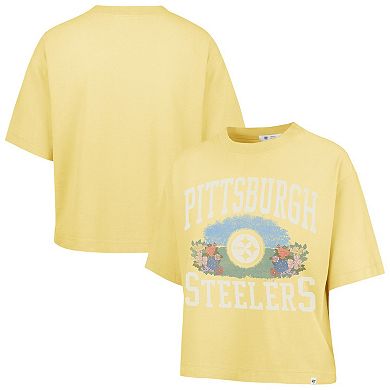 Women's '47 Yellow Pittsburgh Steelers Florentina Montauk Cropped T-Shirt