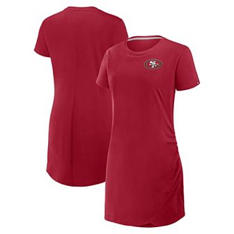 Women's Fanatics Scarlet San Francisco 49ers Ruched Drape T-Shirt Dress