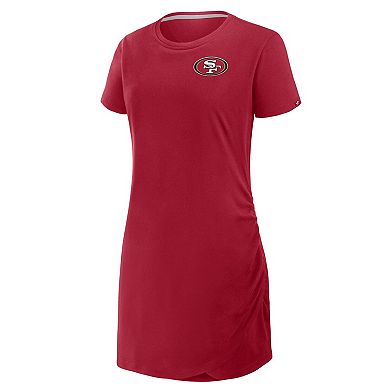 Women's Fanatics Scarlet San Francisco 49ers Ruched Drape T-Shirt Dress