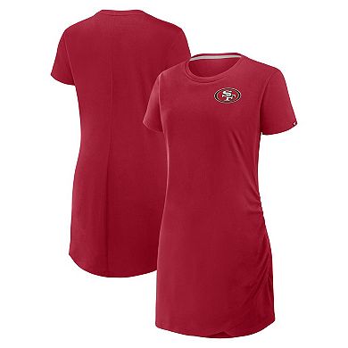 Women's Fanatics Scarlet San Francisco 49ers Ruched Drape T-Shirt Dress