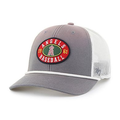 Men's '47 Gray/White Los Angeles Angels Tide Sweep Rope Trucker Adjustable Hat