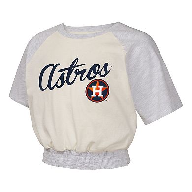 Girls Youth Cream Houston Astros Curve Ball Fashion Raglan T-Shirt