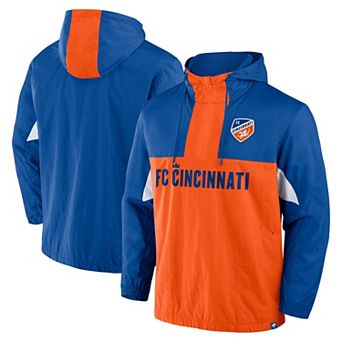 Men's Fanatics Royal FC Cincinnati Free Kick Woven Quarter-Zip Hoodie Jacket
