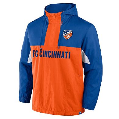 Men's Fanatics Royal FC Cincinnati Free Kick Woven Quarter-Zip Hoodie Jacket