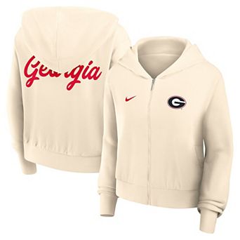 Women's Nike Cream Georgia Bulldogs Chill Midi Full-Zip Hoodie