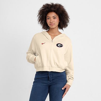 Women's Nike Cream Georgia Bulldogs Chill Midi Full-Zip Hoodie