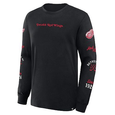 Men's Fanatics Black Detroit Red Wings Boxed In Legacy Long Sleeve T-Shirt