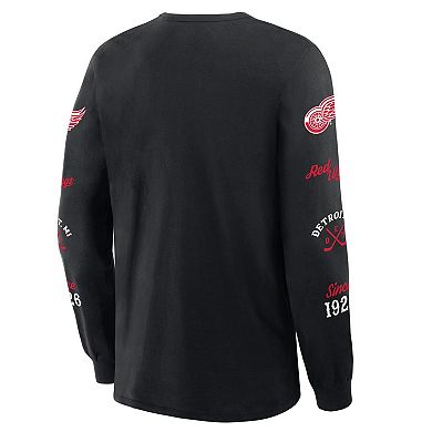 Men's Fanatics Black Detroit Red Wings Boxed In Legacy Long Sleeve T-Shirt