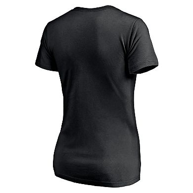Women's Fanatics Black Pittsburgh Steelers Training Camp Stripe V-Neck T-Shirt