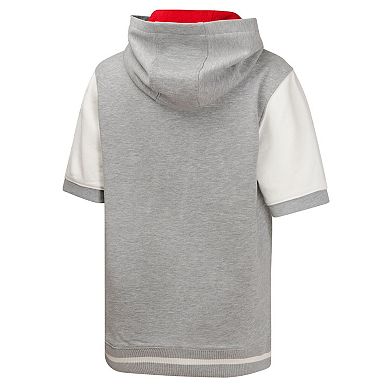 Youth Heather Gray St. Louis Cardinals Line Up Short Sleeve Pullover Hoodie