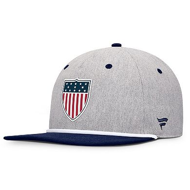 Men's Fanatics Heather Gray/Navy Team USA Eagle Snapback Hat