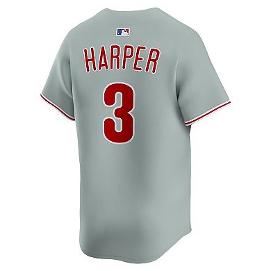 Men's Nike Bryce Harper Gray Philadelphia Phillies Road Limited Player Jersey