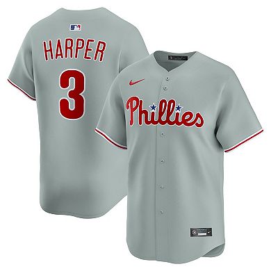 Men's Nike Bryce Harper Gray Philadelphia Phillies Road Limited Player Jersey