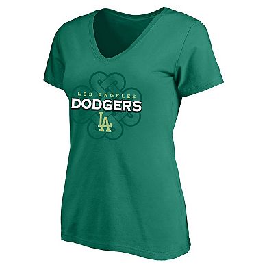Women's Profile Kelly Green Los Angeles Dodgers Plus Size Celtic V-Neck T-Shirt
