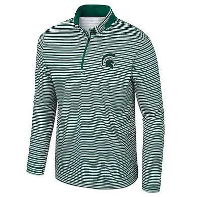 Men's Colosseum Green Michigan State Spartans Striped Quarter-Zip Top