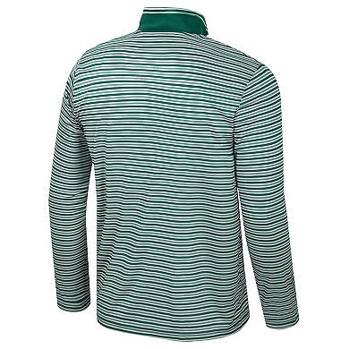 Men's Colosseum Green Michigan State Spartans Striped Quarter-Zip Top