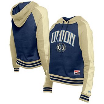Women's 5th & Ocean by New Era Navy Philadelphia Union Throwback Cropped Raglan Pullover Hoodie