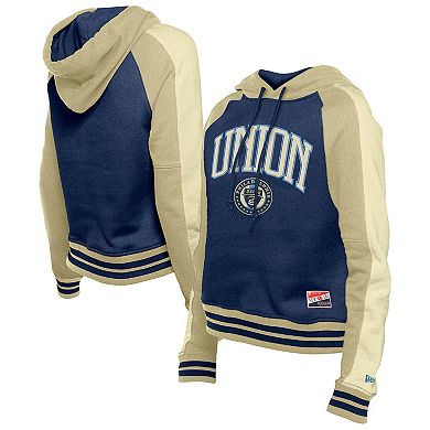 Women's�5th & Ocean by New Era Navy Philadelphia Union Throwback Cropped Raglan Pullover Hoodie
