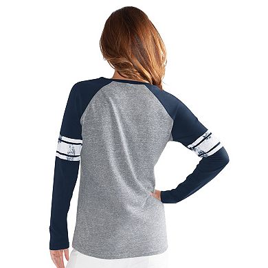 Women's G-III 4Her by Carl Banks Navy Houston Astros The Franchise Tri-Blend Raglan V-Neck Long Sleeve T-Shirt