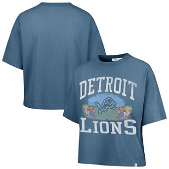 Women's '47 Mineral Blue Detroit Lions Florentina Montauk Cropped T-Shirt