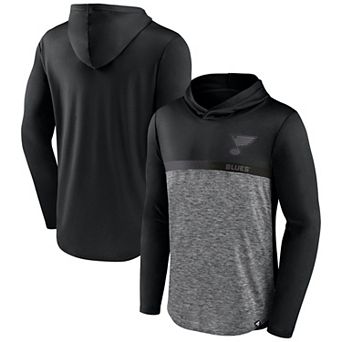 Men's Fanatics Black/Heather Charcoal St. Louis Blues Iconic Defender Pullover Hoodie