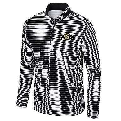 Men's Colosseum Black Colorado Buffaloes Striped Quarter-Zip Top