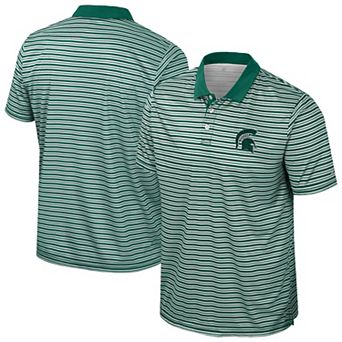 Men's Colosseum Green Michigan State Spartans Striped Polo