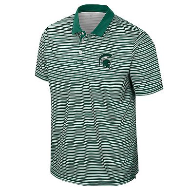 Men's Colosseum Green Michigan State Spartans Striped Polo