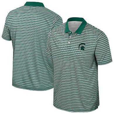 Men's Colosseum Green Michigan State Spartans Striped Polo
