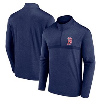 Men's Fanatics Heather Navy Boston Red Sox Head-to-Head Quarter-Zip Pullover