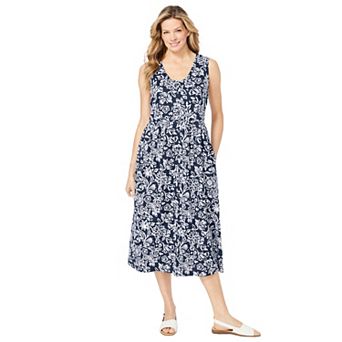 Woman Within Plus Size Sleeveless Button Front Dress