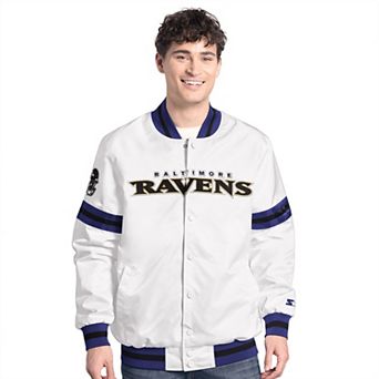 Men's Starter White Baltimore Ravens Scout Full-Snap Varsity Jacket
