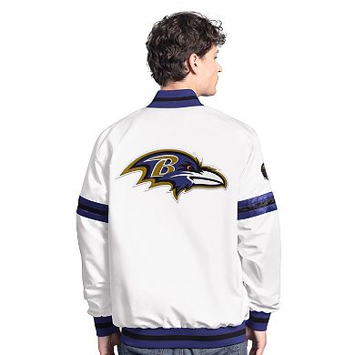 Men's�Starter White Baltimore Ravens Scout Full-Snap Varsity Jacket
