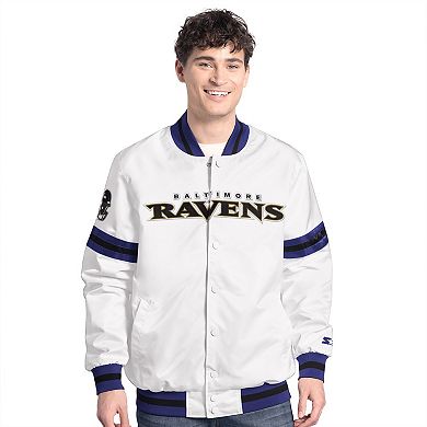 Men's�Starter White Baltimore Ravens Scout Full-Snap Varsity Jacket