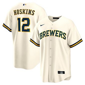 Men's Nike Rhys Hoskins Cream Milwaukee Brewers Home Replica Player Jersey