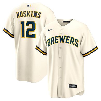 Men's Nike Rhys Hoskins Cream Milwaukee Brewers Home Replica Player Jersey